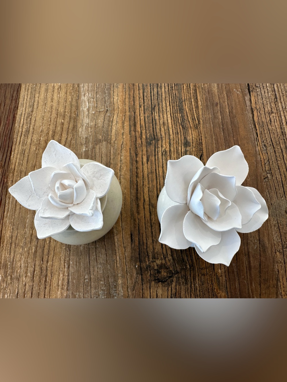 White Ceramic Flower Decorative Accent (Set of 2) diffuser
